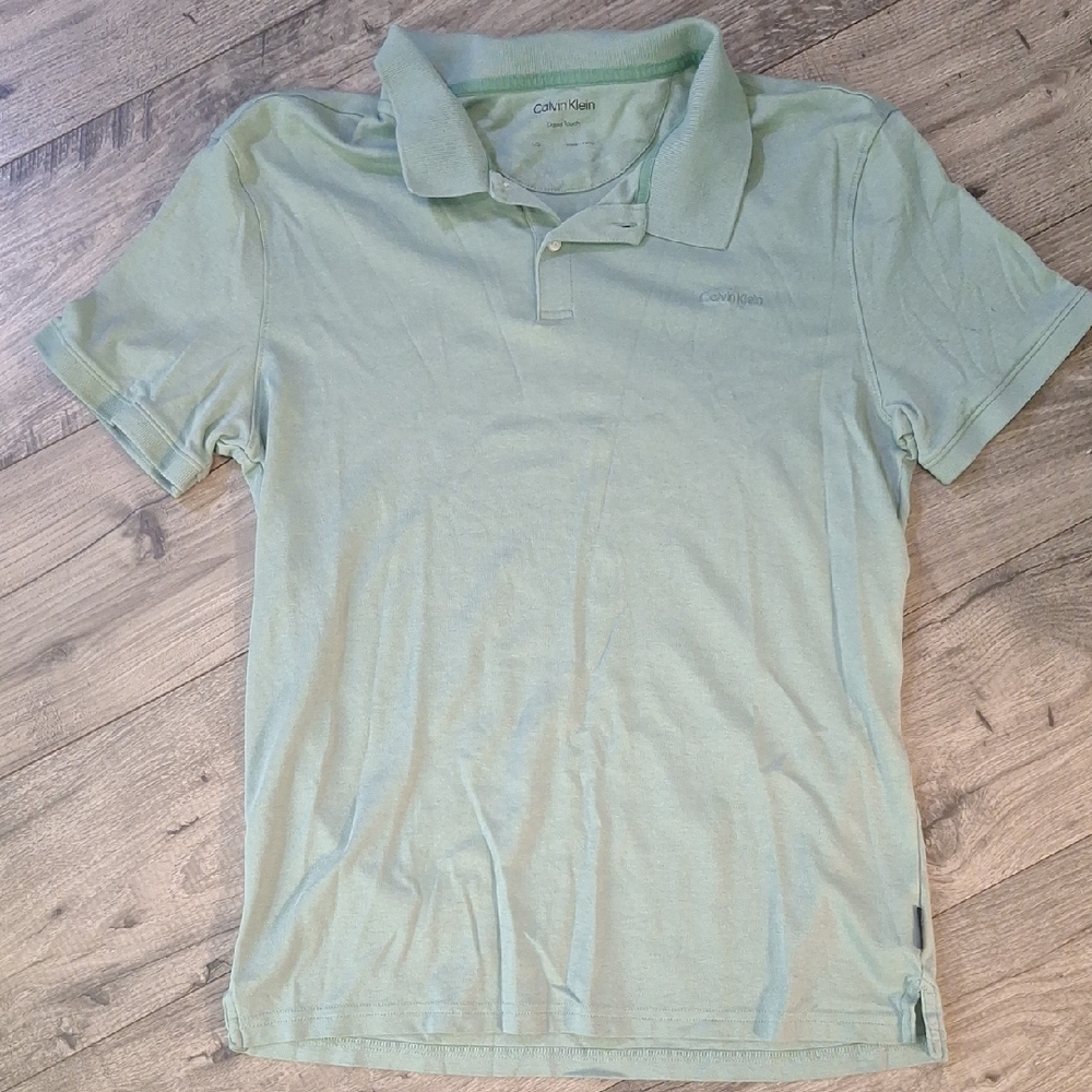 Calvin Klein Men's Light Green Polo Shirt